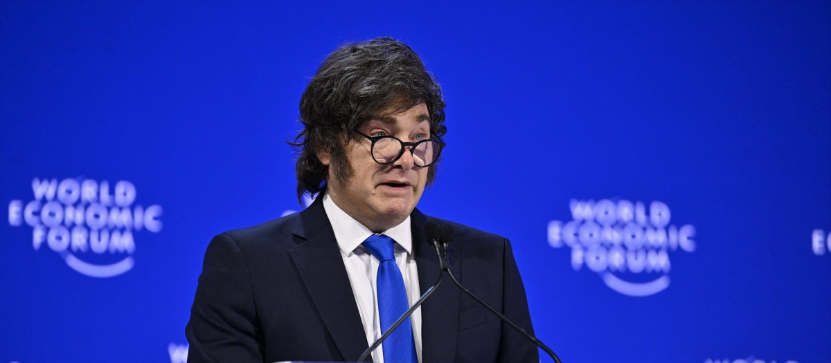 (El presidente de Argentina, Javier Milei, este año en el Foro de Davos.