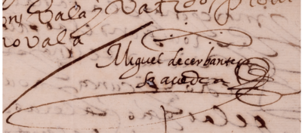La firma de Cervantes en el documento