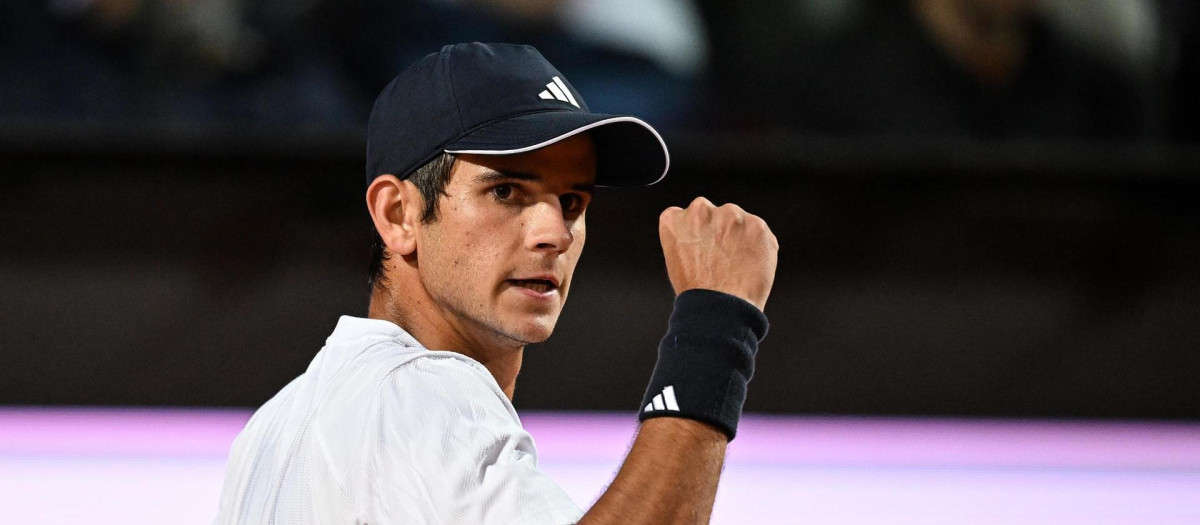 ROME (Italy), 14/05/2026.- Rafael Jodar of Spain reacts during his men's singles quarterfinals match against Luciano Darderi at the Italian Open tennis tournament in Rome, Italy, 13 May 2026. (Tenis, Italia, España, Roma) EFE/EPA/RICCARDO ANTIMIANI