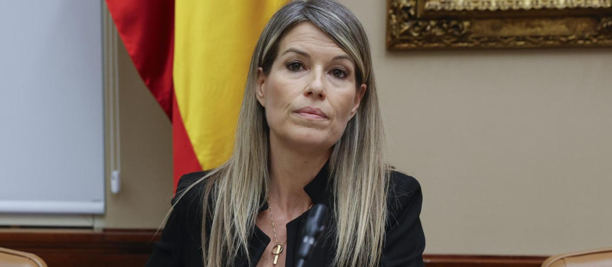 Imagen tomada este martes de Maribel Vilaplana durante la comisión de investigación sobre la dana de Valencia en el Congreso de los Diputados