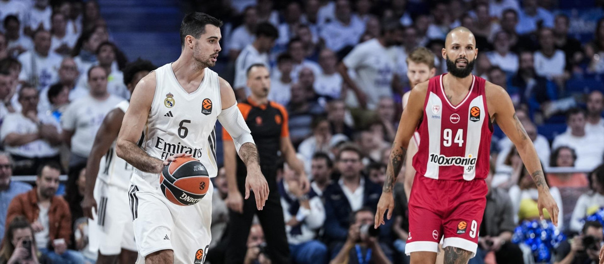 (Foto de ARCHIVO)
Alberto Abalde of Real Madrid in action during the Turkish Airlines Euroleague 2025/26 League Phase MD2, match played between Real Madrid and Olympiacos Piraeus at Madrid Arena on October 02, 2025 in Madrid, Spain.

Oscar J. Barroso / AFP7 / Europa Press
02/10/2025 ONLY FOR USE IN SPAIN