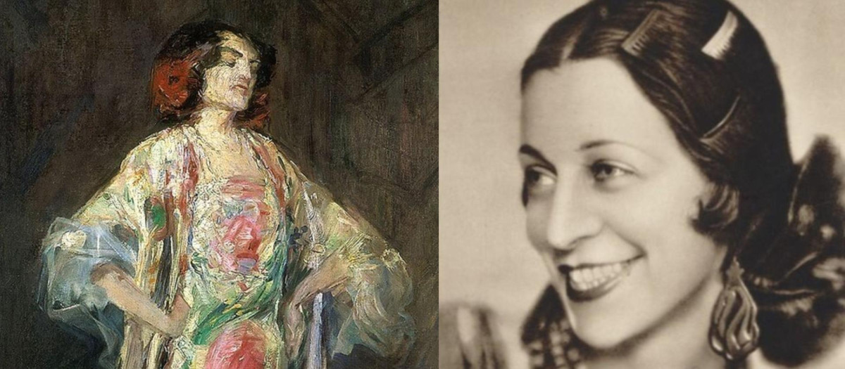 La Argentina pintada por Max Slevogt en 1926 y fotografía de la bailarina de 1930