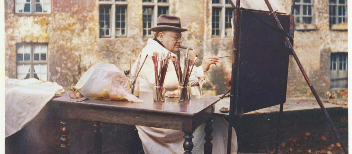 Sir Winston Churchill pintado en Bélgica, septiembre de 1946