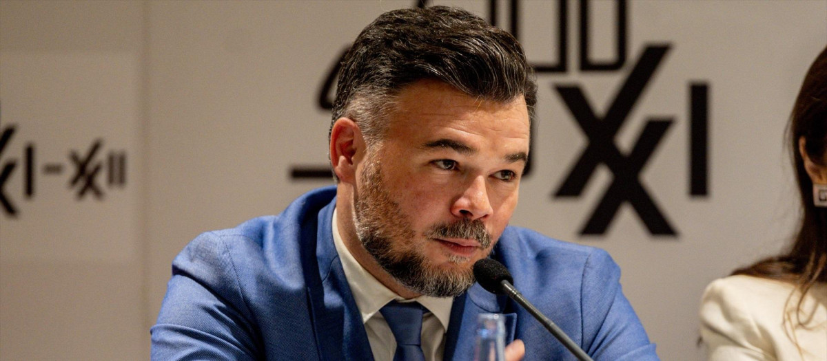 El portavoz de ERC en el Congreso, Gabriel Rufián, durante un coloquio organizado por el Club Siglo XXI