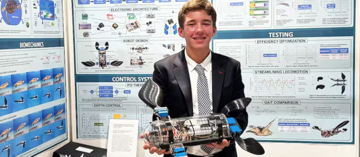 Evan Budz, el canadiense que inventó a sus 15 años una tortuga robótica con IA