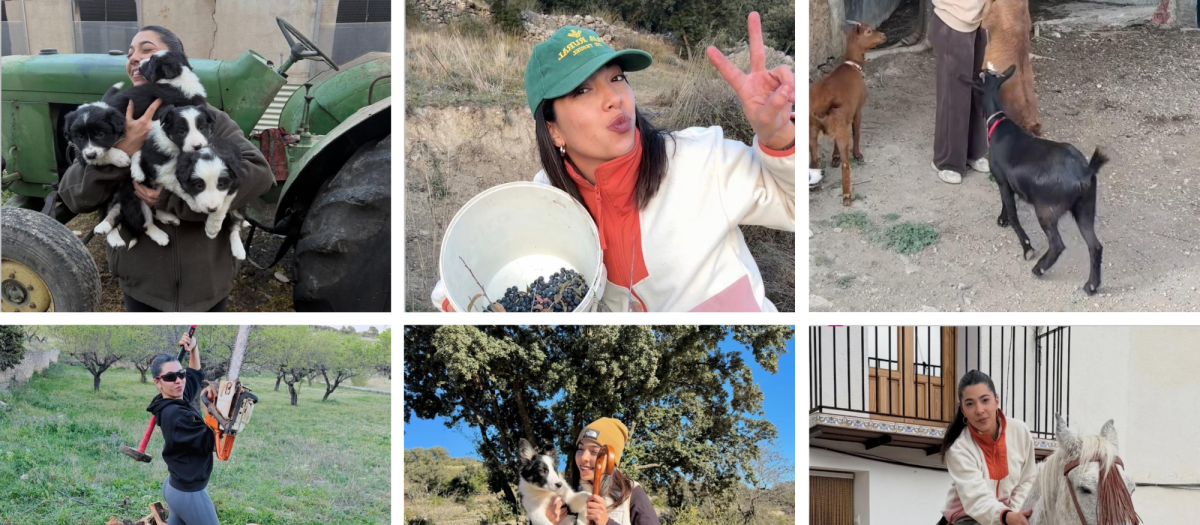Imágenes de la influencer que documenta su vida en un pueblo rural de Castellón