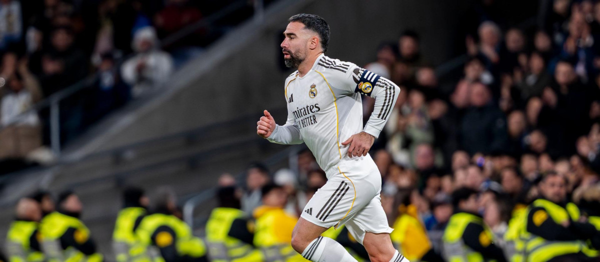 Dani Carvajal, en el Santiago Bernabéu durante esta temporada