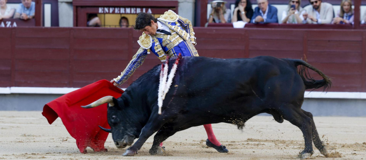 Muleta de Sebastián Castella a Cantaor, el cuarto toro de esta decimotercera corrida de San Isidro
