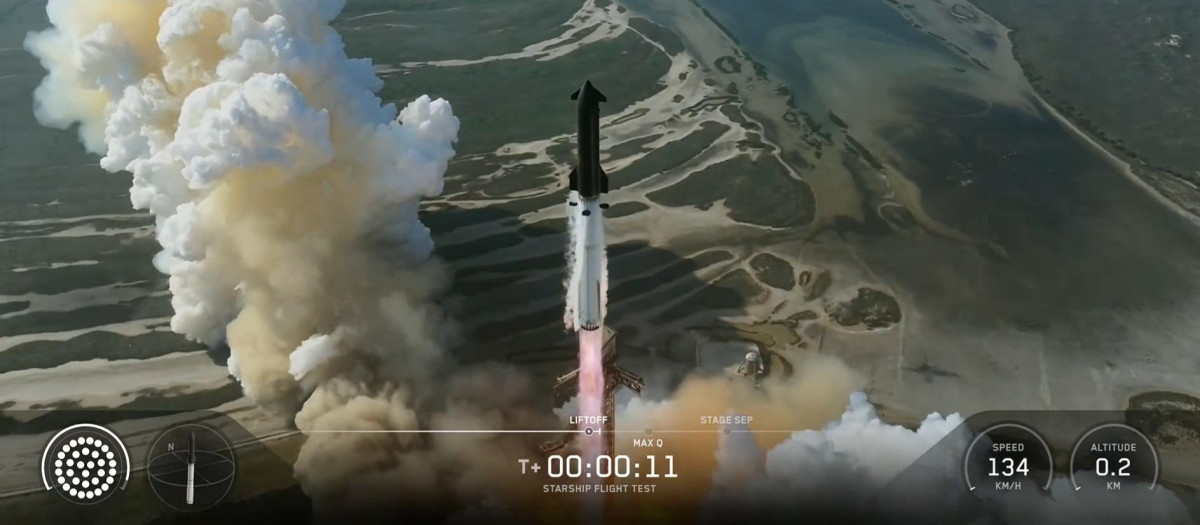 AME4279. TEXAS (ESTADOS UNIDOS), 22/05/2026.- Captura de un video difundido por SpaceX del despegue de la nave Starship (V3) este viernes, desde Starbase, en el sur de Texas (EE.UU.). EFE/ @SpaceX /SOLO USO EDITORIAL/ SOLO DISPONIBLE PARA ILUSTRAR LA NOTICIA QUE ACOMPAÑA (CRÉDITO OBLIGATORIO)