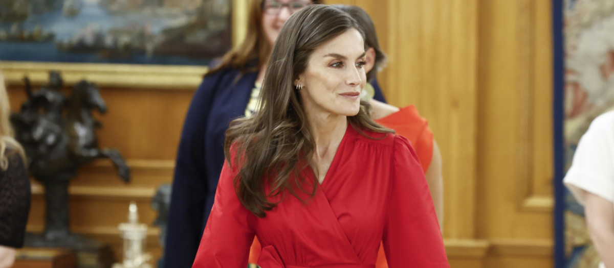 Spanish Queen Letizia during a meeting with Mamis Digitales in Madrid on Tuesday, 2 June 2026.