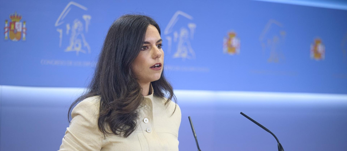 La portavoz de VOX en el Congreso, Pepa Millán,  durante una rueda de prensa