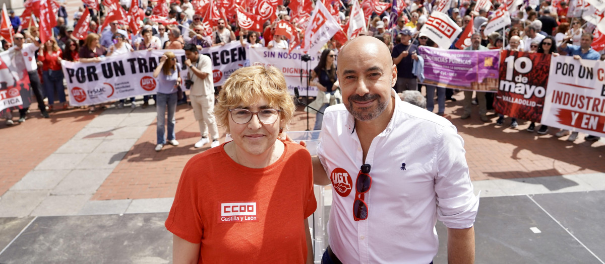 Los líderes sindicales de Castilla y León, en la manifestación del 1 de Mayo en Valladolid