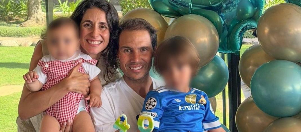 Rafa Nadal, con su mujer y sus hijos