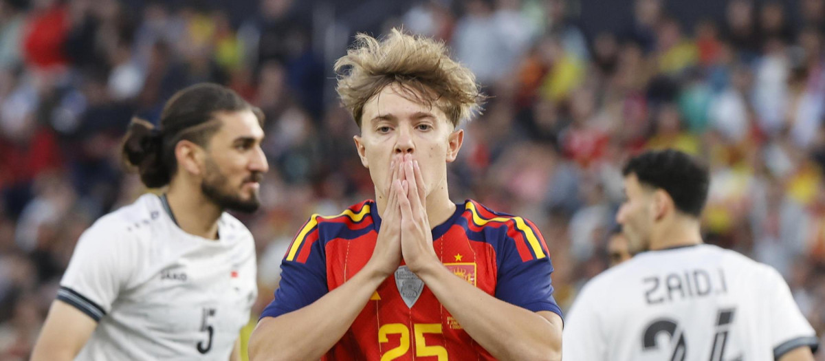 Jesús Rodríguez, durante el partido amistoso de preparación de España ante Irak