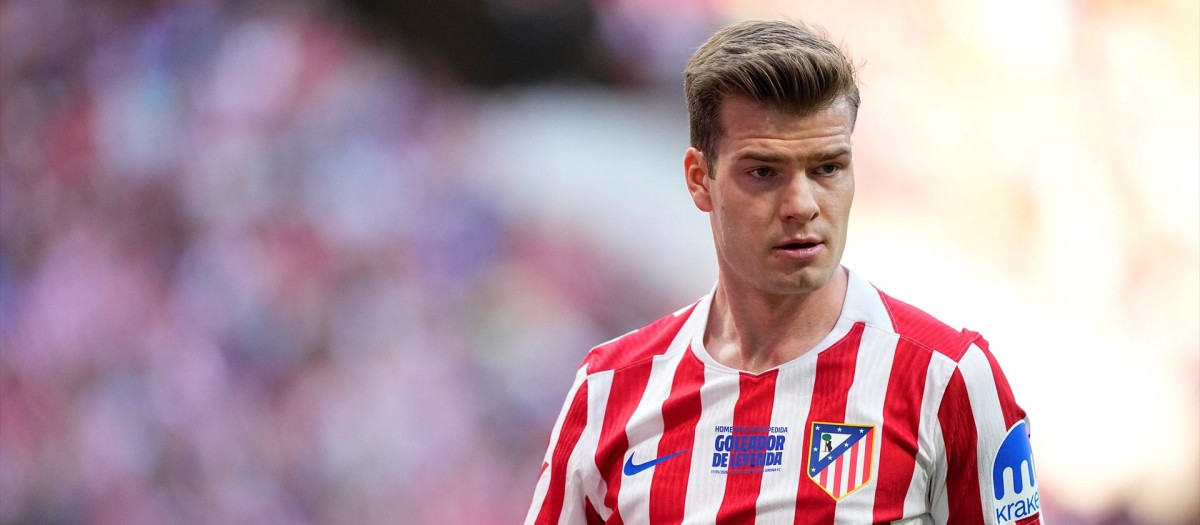 Alexander Sorloth, en un partido con el Atlético de Madrid esta temporada