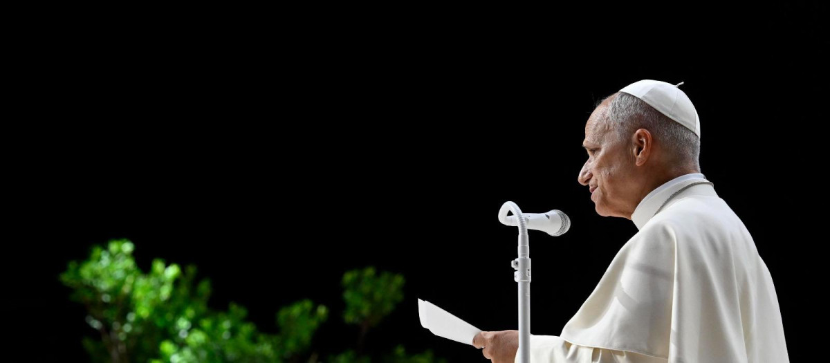 Imagen del papa León XIV este domingo en Madrid