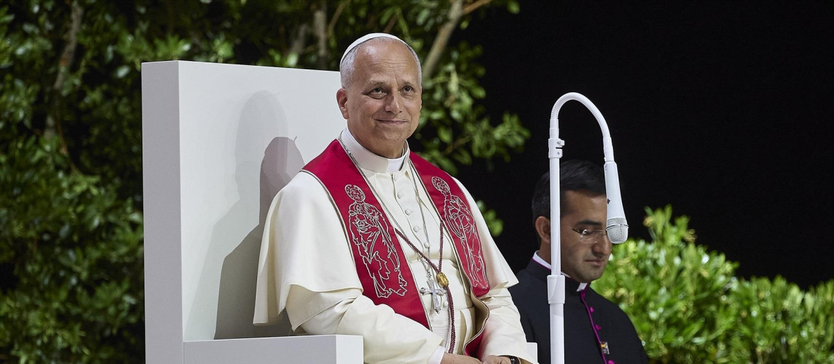 El Papa León XIV durante el encuentro 'Tejer redes con el mundo de la cultura, la educación, la empresa y el deporte'