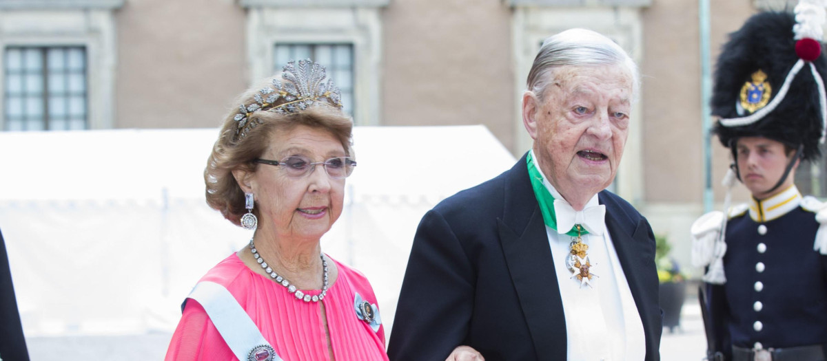 Princess Desiree and Niclas Silfverschiald arrive for the wedding of Swedish Prince Carl Philip and Sofia Hellqvist at the Chapel of the Royal Palace in Stockholm, on Saturday 13rd June, 2015