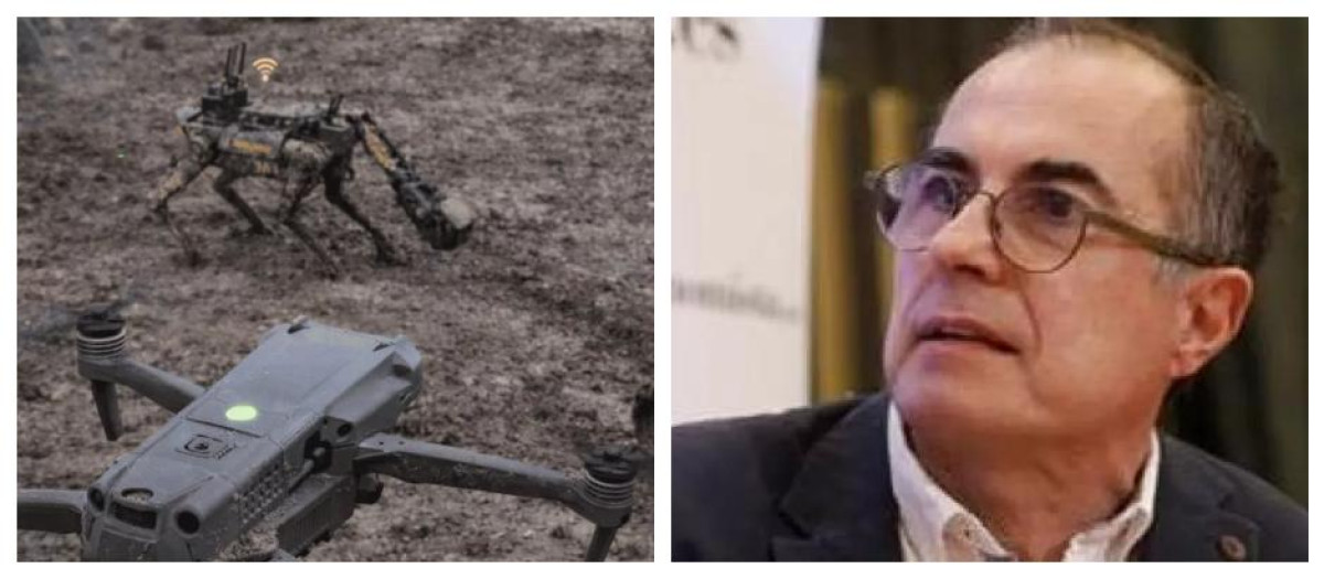 Eduardo Sánchez, CEO de Alisys Robotics, y uno de sus perros robots