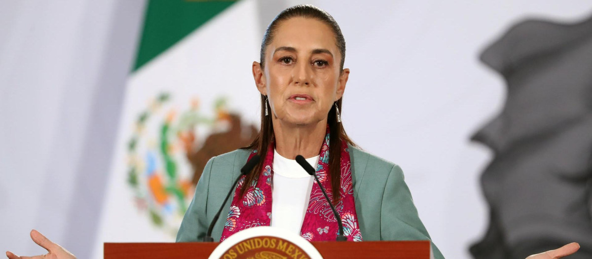 La presidenta de México, Claudia Sheinbaum, este martes en el Palacio Nacional