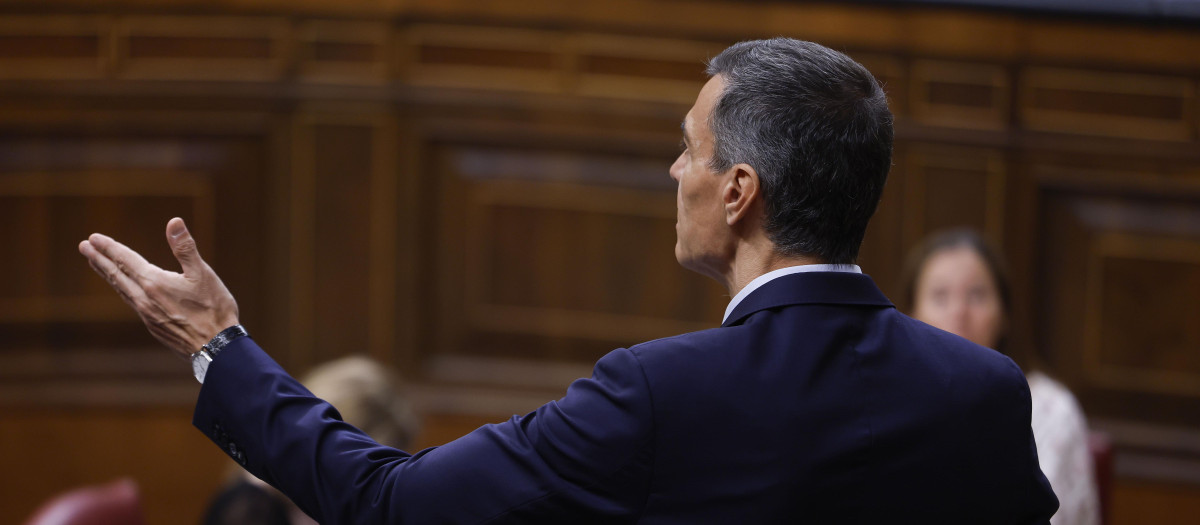 Pedro Sánchez, este miércoles en el Congreso