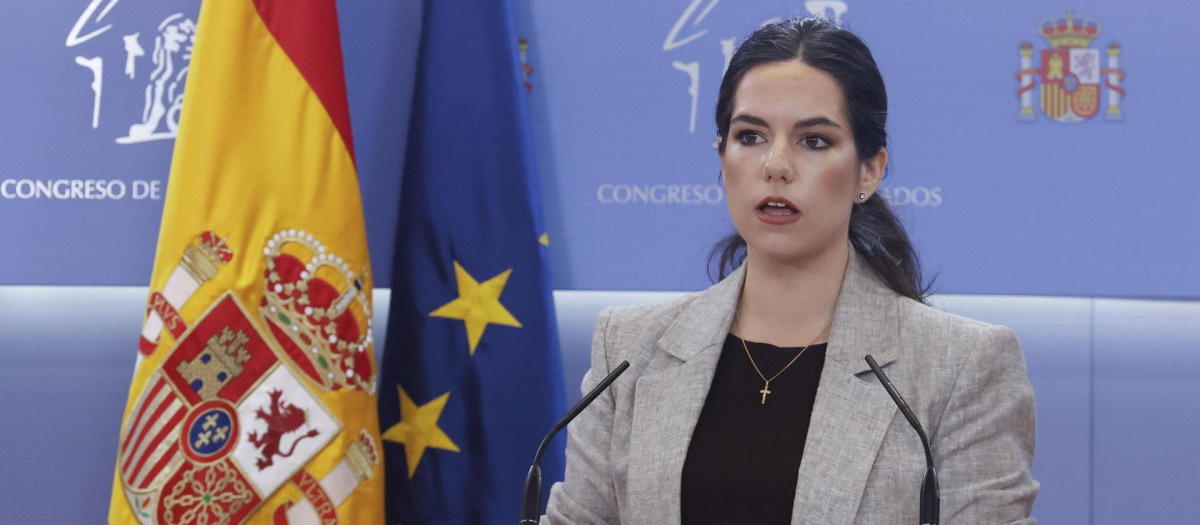 La portavoz en el Congreso de VOX, Pepa Millán, ofrece una rueda de prensa en el Congreso, este martes