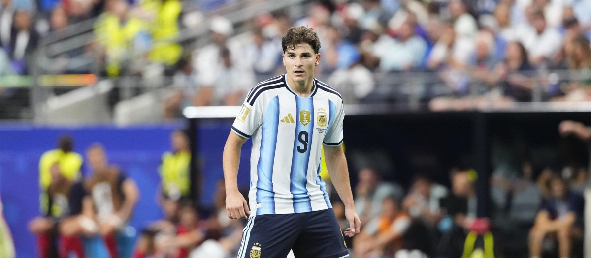 Julián Álvarez, en un partido con Argentina en este Mundial
