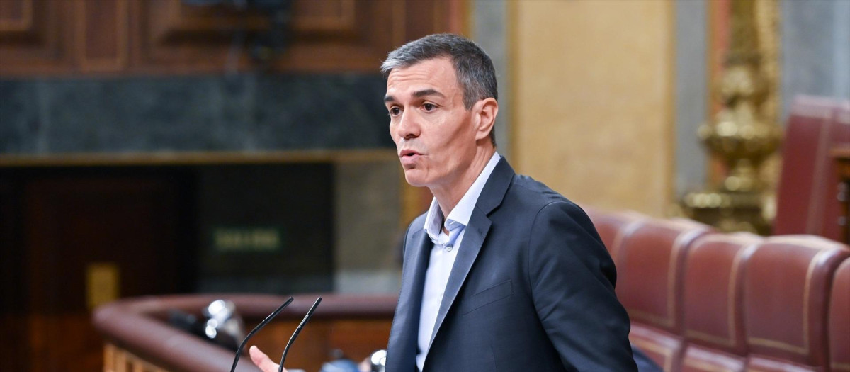 El presidente del Gobierno, Pedro Sánchez, este miércoles en el Congreso de los Diputados