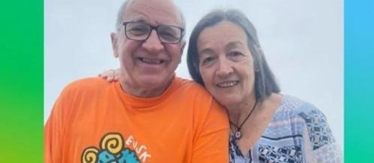 Alazne Solabarrieta Lecea y Koldo Olalde, en un cartel de búsqueda tras el terremoto