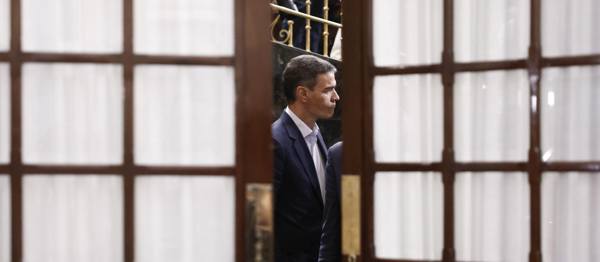 Pedro Sánchez, este jueves en el hemiciclo