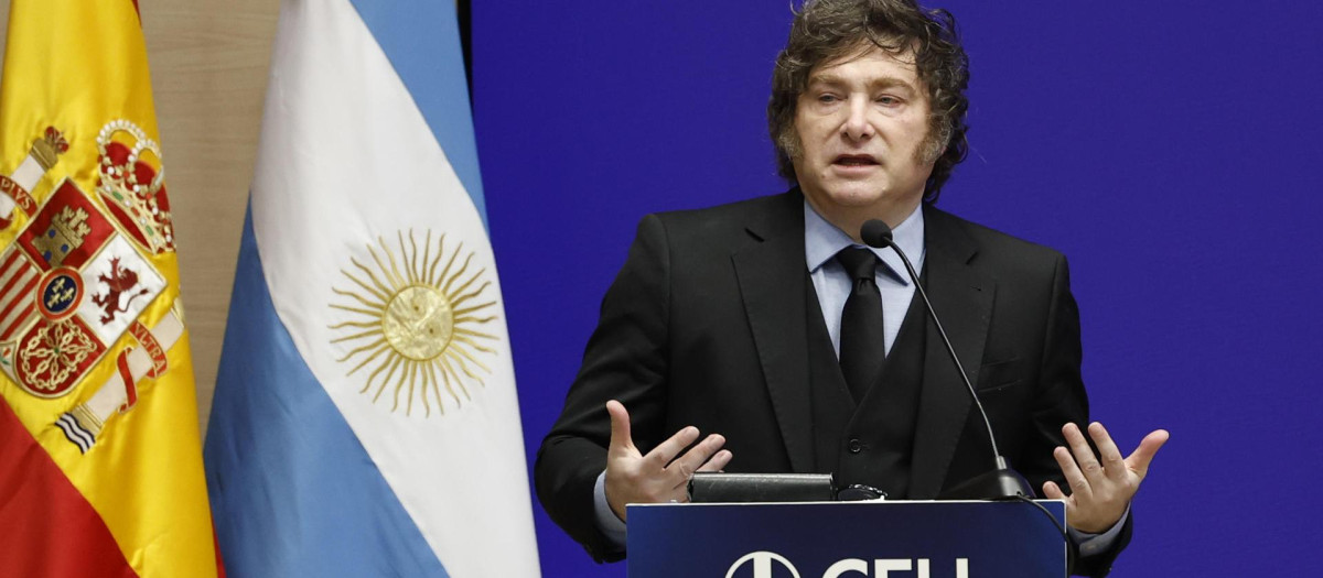 Javier Milei, durante su discurso de inauguración