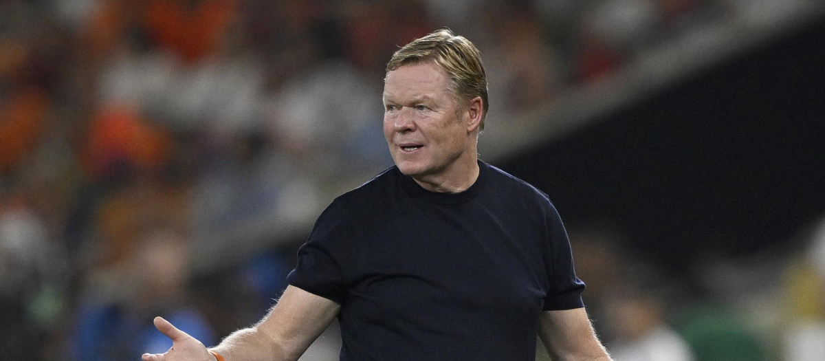 Netherlands' head coach Ronald Koeman gestures during the 2026 World Cup round of 32 football match between the Netherlands and Morocco at the Monterrey Stadium in Guadalupe on June 29, 2026.  (Photo by Alfredo ESTRELLA / AFP)