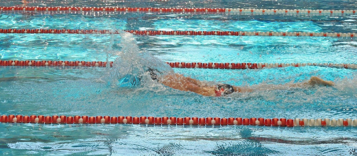 Imagen de un nadador en una piscina olímpica