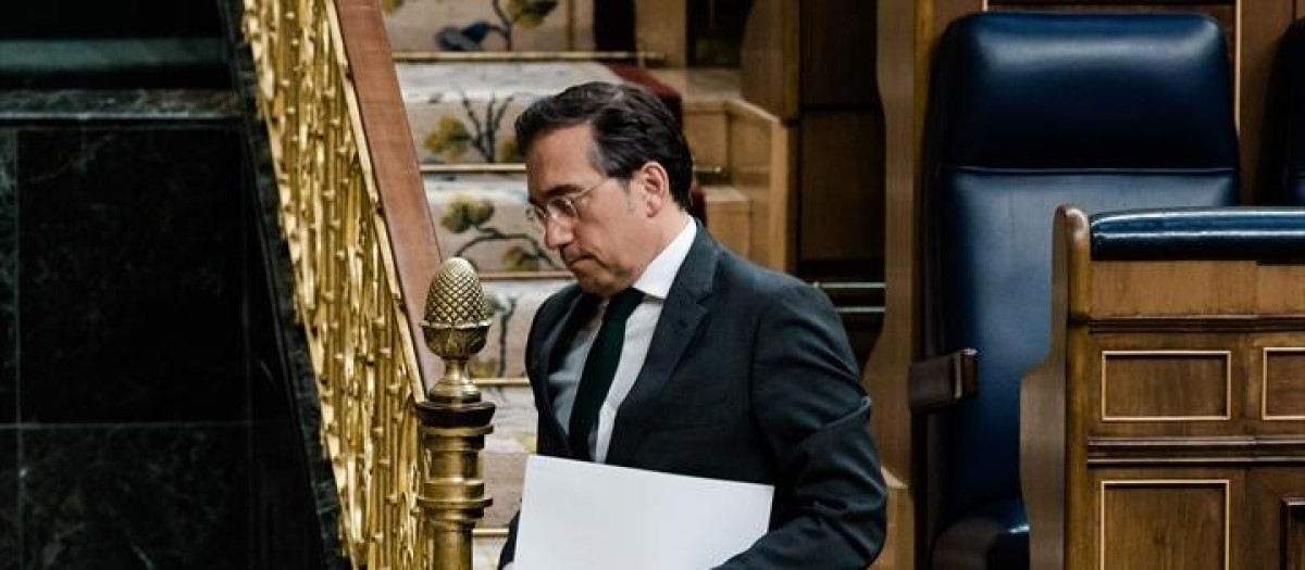 El ministro de Asuntos Exteriores, José Manuel Albares, durante una sesión plenaria en el Congreso