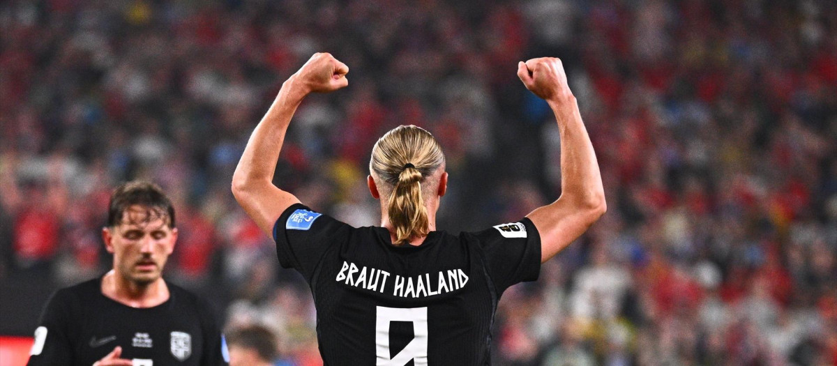 (Foto de ARCHIVO)
22 June 2026, US, East Rutherford: Norway's Erling Haaland celebrates scoring his side's third goal during the 2026 FIFA World Cup group I soccer match between Norway and Senegal at the New York New Jersey Stadium. Photo: Tom Weller/dpa - IMPORTANT NOTICE: DFL and DFB regulations prohibit any use of photographs as image sequences and/or quasi-video.

22/6/2026 ONLY FOR USE IN SPAIN