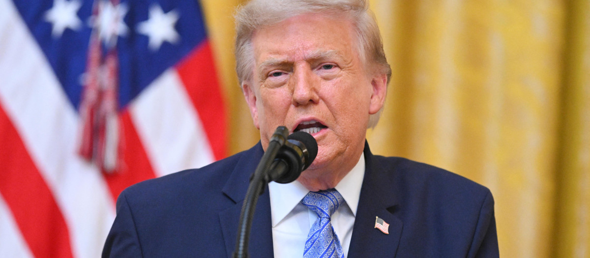 US President Donald Trump addresses the nation from the East Room of the White House in Washington, DC on July 16, 2026. (Photo by Saul LOEB / POOL / AFP)