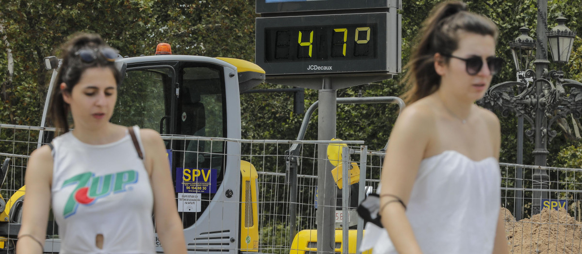 Imagen de un termómetro tomada en la ciudad de Valencia