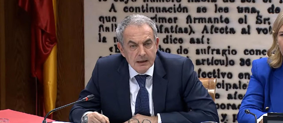 Zapatero, durante su declaración ante el Senado el pasado marzo