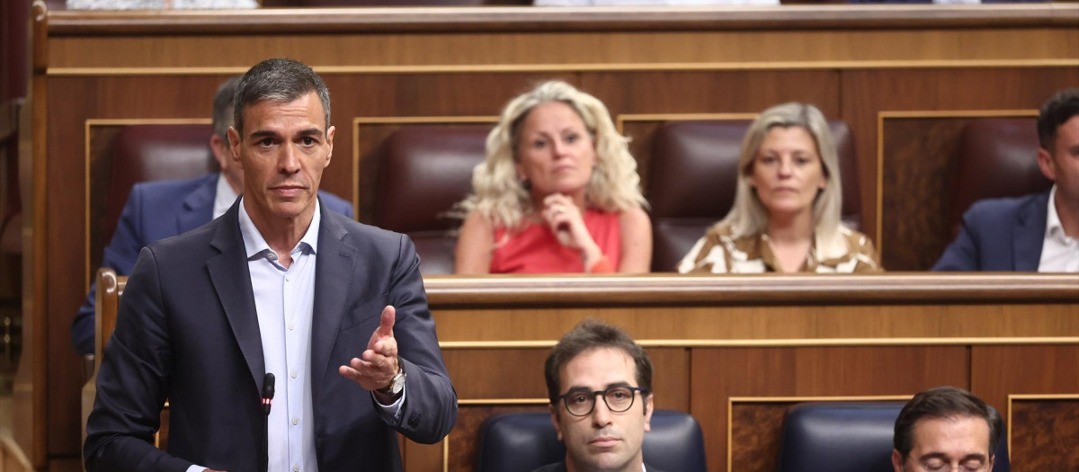 El presidente del Gobierno, Pedro Sánchez, en una sesión de control al Gobierno