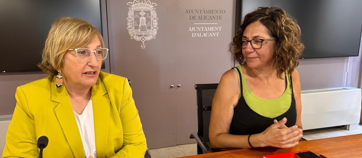 Imagen de archivo de la portavoz del PSOE en el Ayuntamiento de Alicante, Ana Barceló, y la próxima candidata socialista Trini Amorós