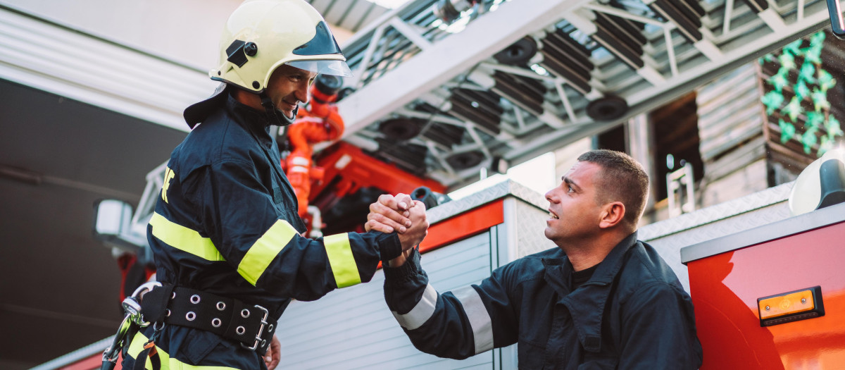 Firefighter after rescue operation