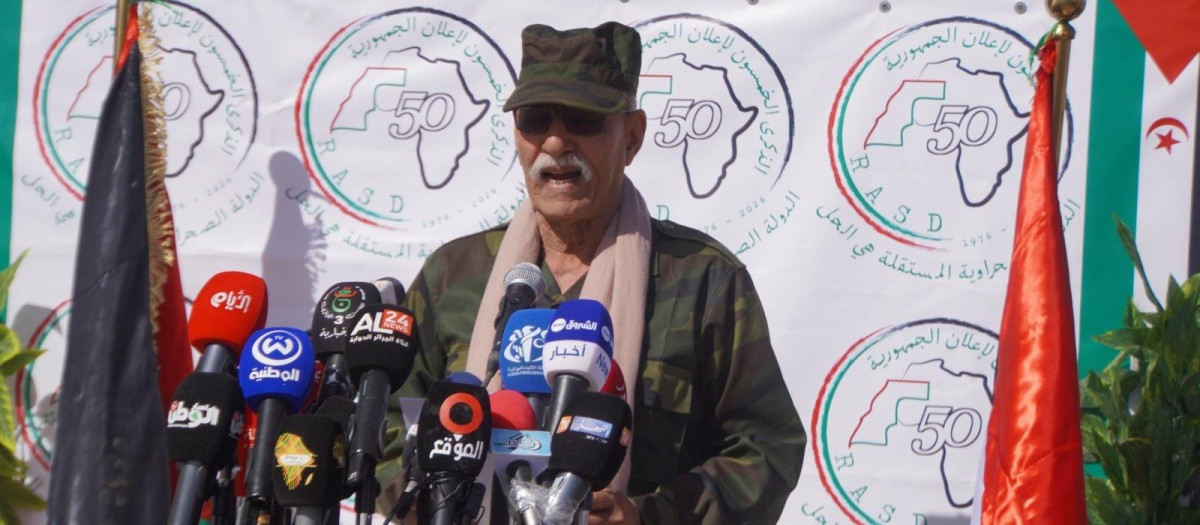 El líder del Frente Polisario, Brahim Ghali, durante los actos del 50 aniversario de la proclamación de la RASD