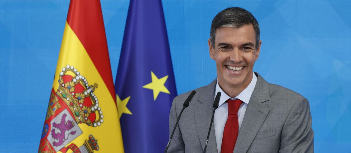 Pedro Sánchez, durante su comparecencia de fin de curso en la Moncloa