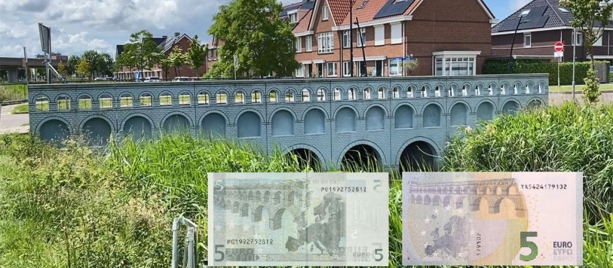 Puente del billete de 5 euros en Spijkenisse (Países Bajos)