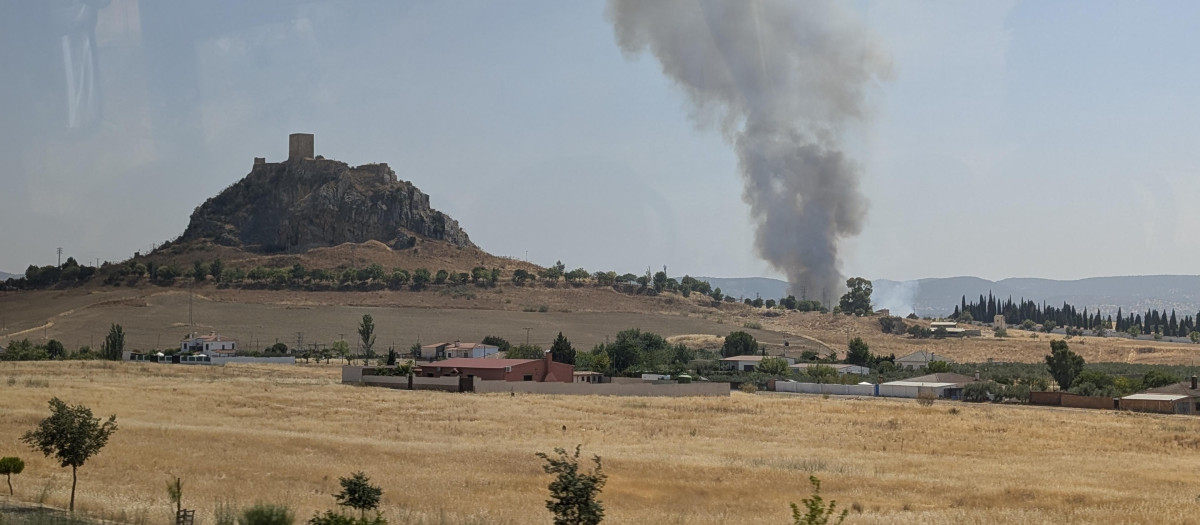 Incendio forestal en las inmediaciones de Belmez (Córdoba)