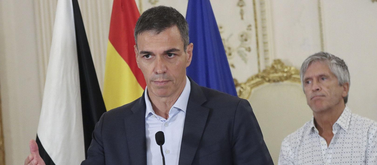 Pedro Sánchez durante su comparecencia en Ceuta