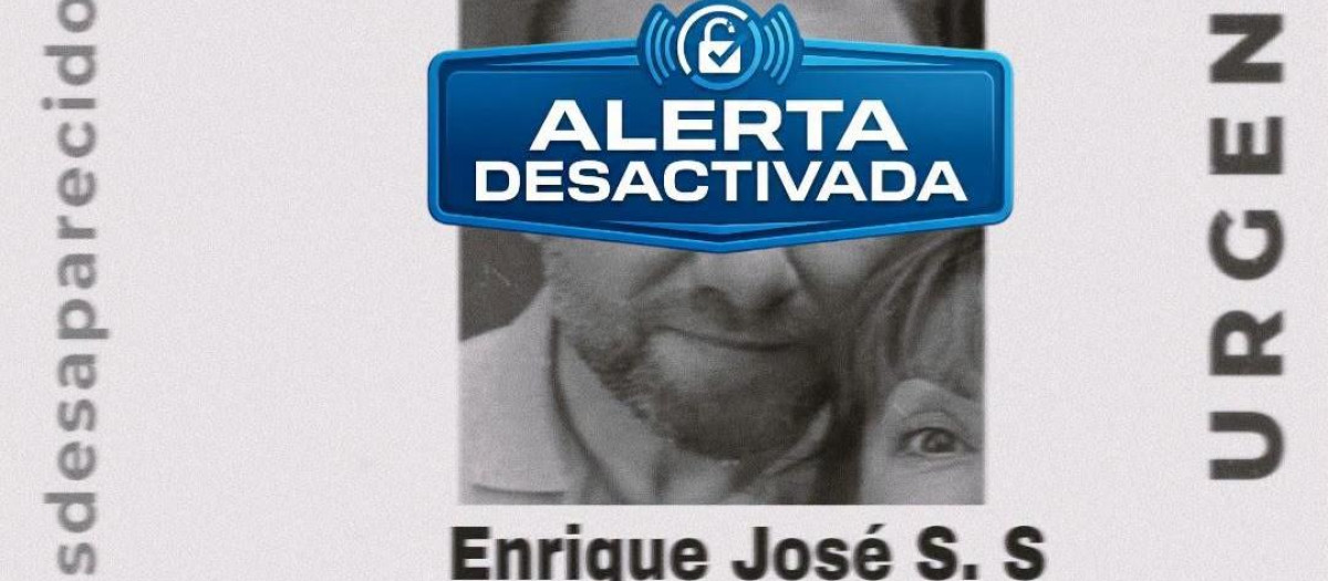Imagen del cartel retirando la alerta por desaparición de Enrique José en Paiporta (Valencia).