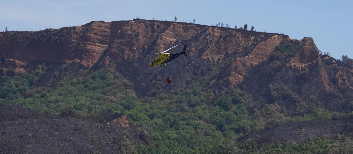 El paraje de La Leitosa, en el municipio de Villafranca del Bierzo (León), afectado por el incendio de Veguellina (León)