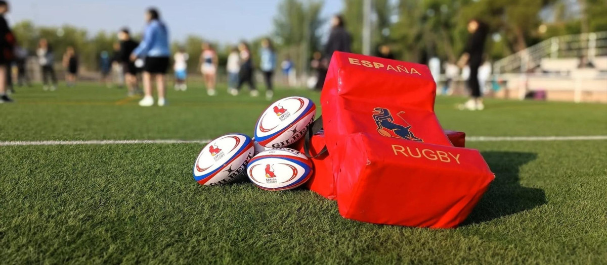 Entrenamiento de rugby en Madrid.