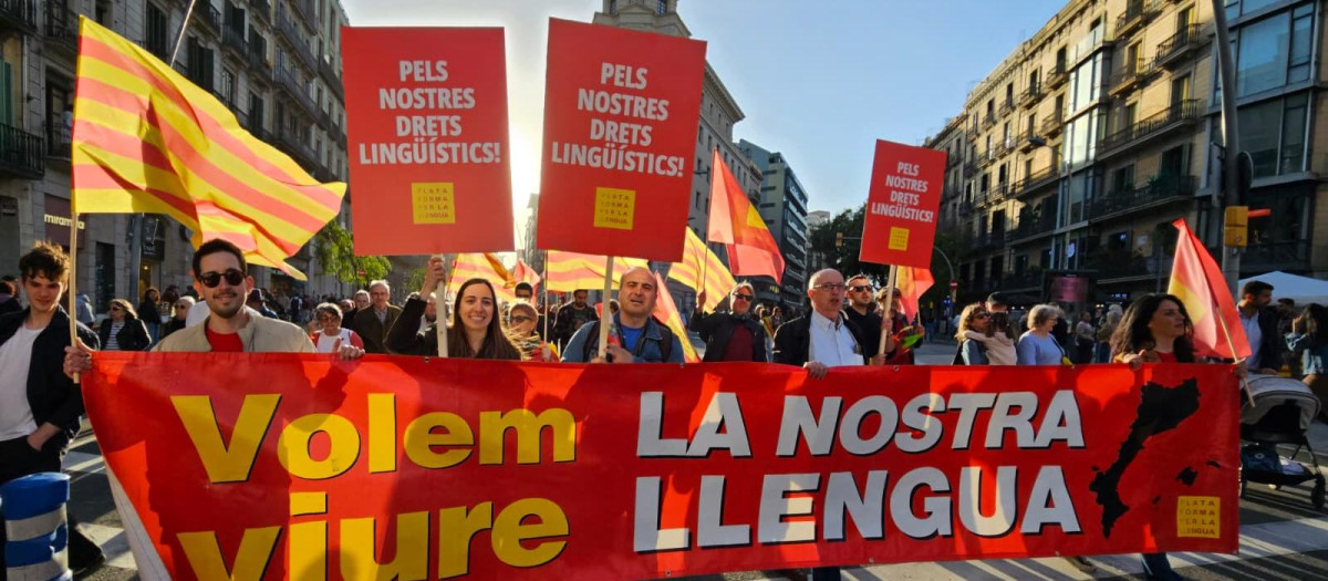 Manifestación de Plataforma per la Llengua, en una imagen de archivo